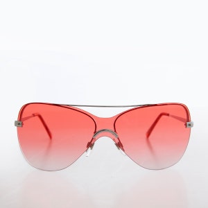 Curved Rimless Butterfly Shape Vintage Sunglasses - Pilar