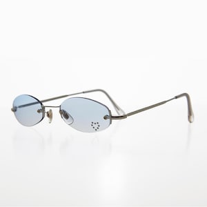 Vintage NOS Y2K Narrow Rhinestone Metal Eyeglass Frames with New Non-RX Sun Lens Sunglasses Frames Y2K Rhinestone Vintage Oversized Metal  main image 3