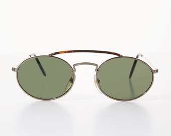 Delicate Oval Crossbar Old Fashioned Vintage Sunglasses - Smith