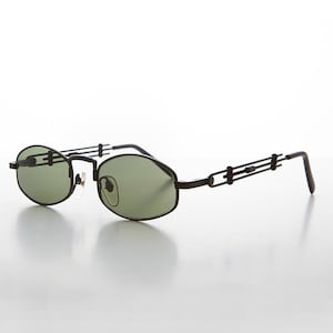 Oval Metal Steampunk Futuristic Vintage Sunglasses - Deryn