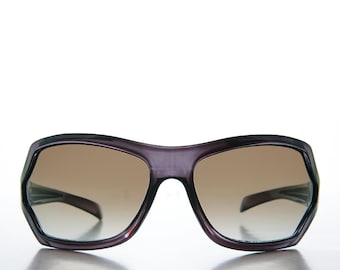 90s Mod Curved Wrap Sleek Sunglass - Falco