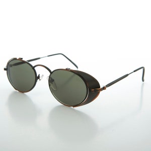 oval vintage sunglasses with side shields