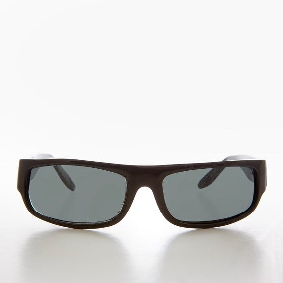 Black Wrapped Rectangular Vintage Sunglasses - Ke… - image 2