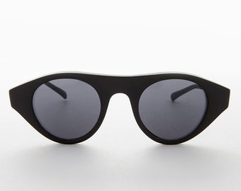 Round Art Deco Black Vintage Sunglasses - Dieselpunk