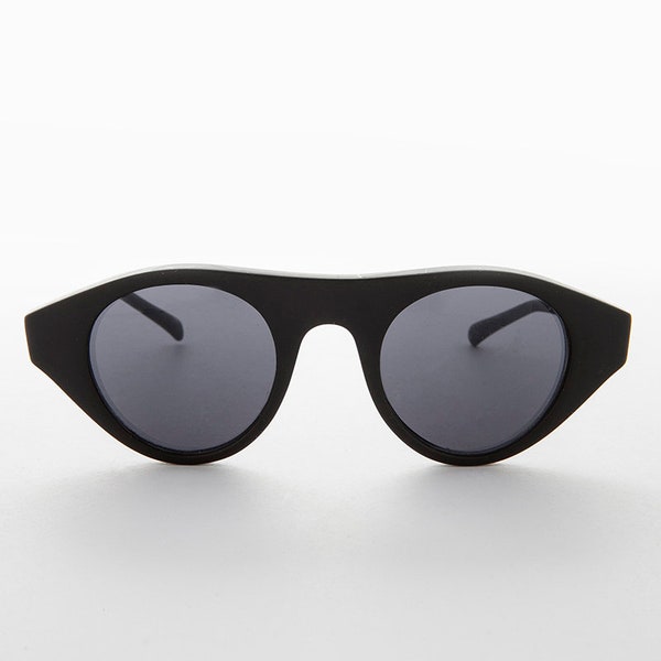 Round Art Deco Black Vintage Sunglasses - Dieselpunk