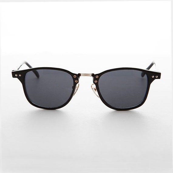 Dapper Thin Black Horn Rim Indie Vintage Sunglass… - image 1