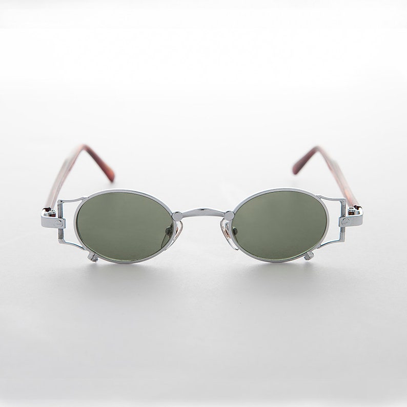 small oval steampunk vintage 90s sunglasses