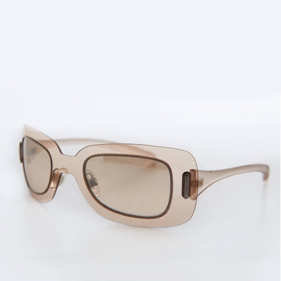 Curved Futuristic Translucent Vintage Sunglasses … - image 1