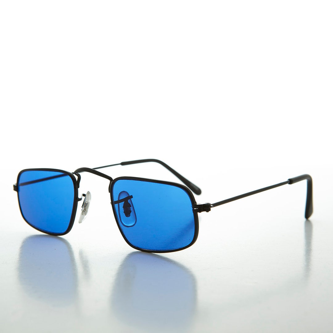 Occhiali da sole rettangolari piccoli con lenti colorate e scorte