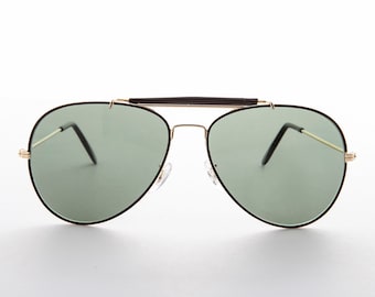 Classic Pilot Sunglasses with Brow Bar - Selleck