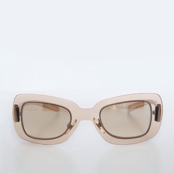 Curved Futuristic Translucent Vintage Sunglasses … - image 2