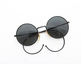 Round John Lennon Victorian Spectacle Vintage Sunglass with Cable Temples - Barton