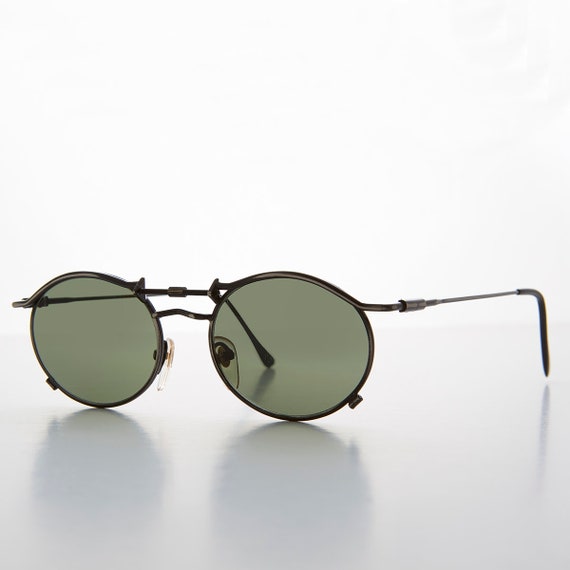 Oval Metal Cyber Punk Vintage 90s Sunglasses - Lu… - image 3