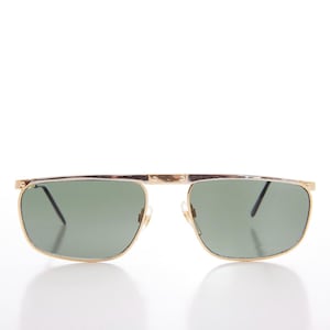 Gold and Silver Flat Top Rectangle Sunglasses - Medford