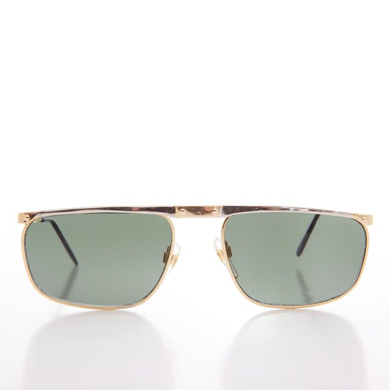 Gold and Silver Flat Top Rectangle Sunglasses - M… - image 1