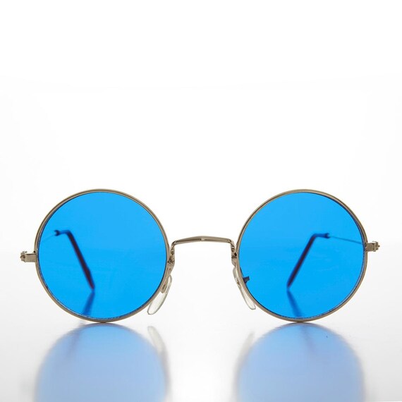 Round Hippy Sunglasses With Blue Lenses - Benji - Etsy display picture 2