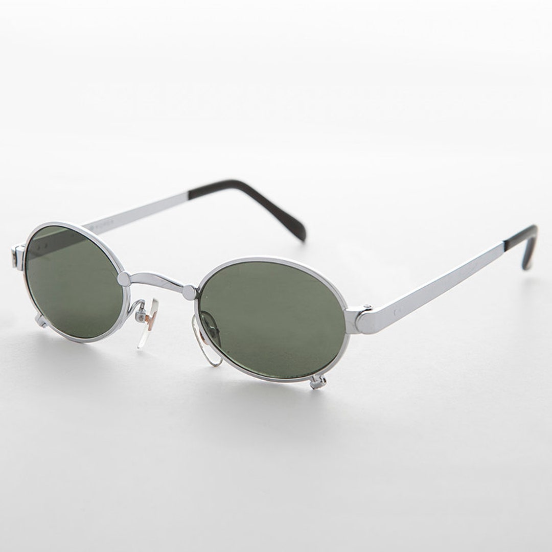 Small Oval Metal Industrial Vintage 90s Sunglasses - Edison - Etsy