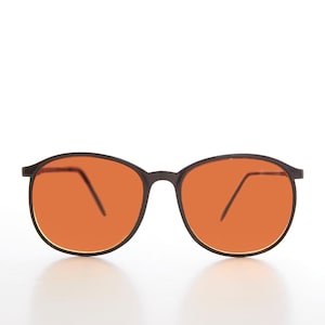 Round Preppy Sunglasses with Warm Lenses - Jordy