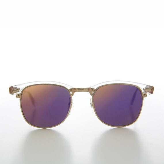 Kids Mirrored Lens Classic Retro Plastic Horn Rim Hipster Sunglasses