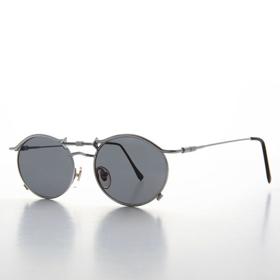 Oval Metal Cyber Punk Vintage 90s Sunglasses - Lu… - image 1