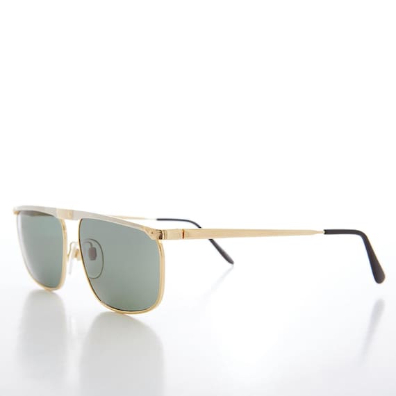 Gold and Silver Flat Top Rectangle Sunglasses - M… - image 2