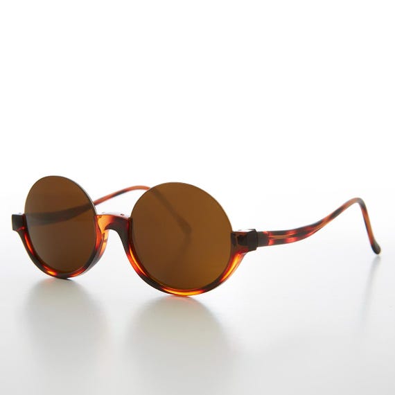 Round Hippie Goth Semi-Rimless 90s Vintage Sunglasses… - Gem