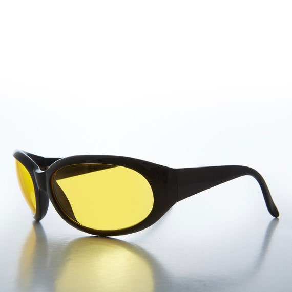 Wrap Around Yellow Lens Bug Eye Vintage Sunglasse… - image 3