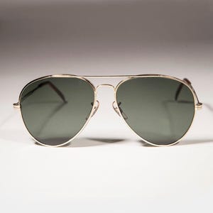 Gold Pilot Sunglasses with Glass Lens Metal Frame - Iceman