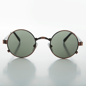 Round Industrial Metal Steampunk Vintage Sunglasses - Spike