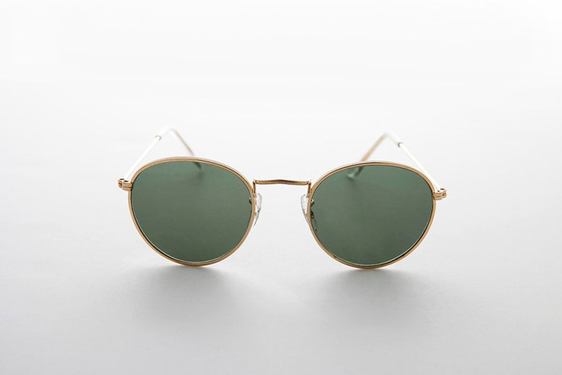 Vintage Round Sunglasses Gold Silver or Black With Glass Etsy