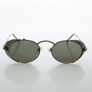 oval vintage sunglasses with side shields