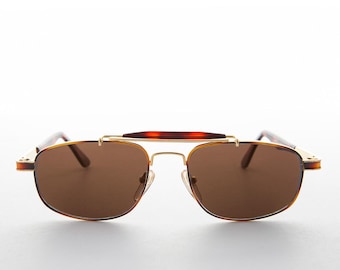 Rectangular Gold Pilot Sunglasses - Chipper