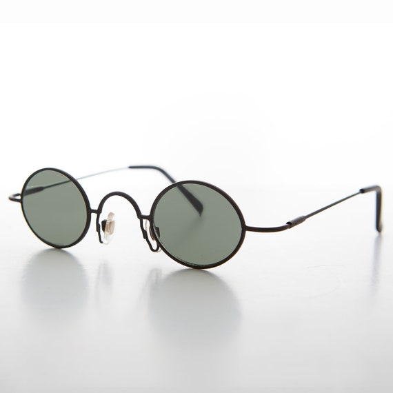Micro Oval Spectacle Metal Vintage Sunglasses - J… - image 1