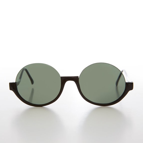 Round Hippie Goth Semi-Rimless 90s Vintage Sunglasses… - Gem