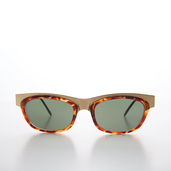 Half Frame Rectangular Vintage Sunglasses - Valen… - image 1
