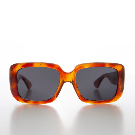 Large Rectangular Mod Bold Vintage Sunglasses - T… - image 1