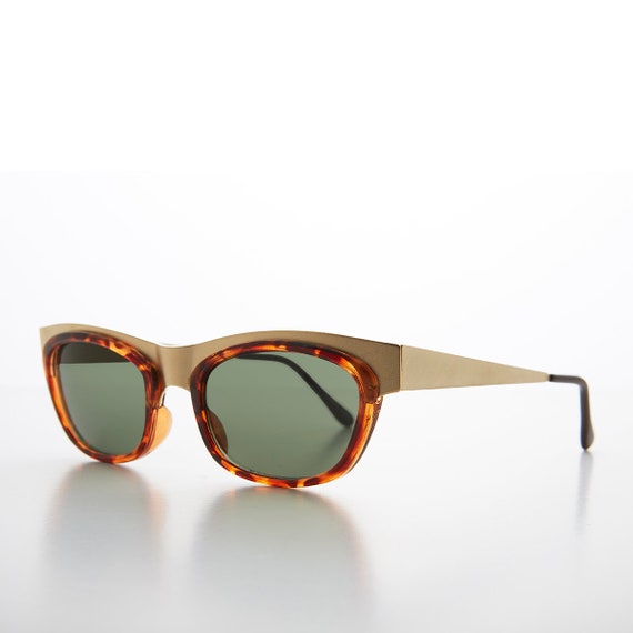 Half Frame Rectangular Vintage Sunglasses - Valen… - image 2