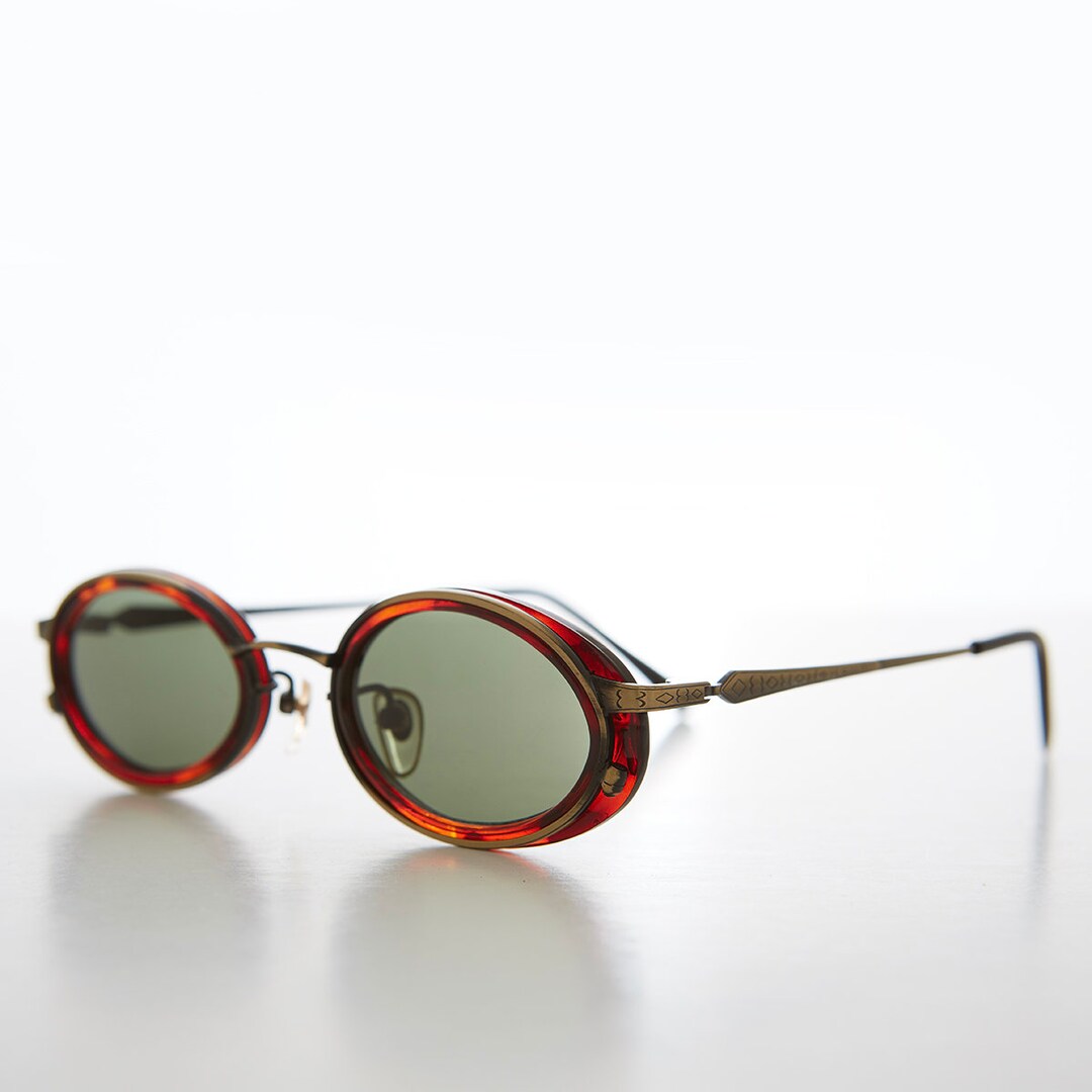 Tortoise Oval 90s Combination Frame Vintage Sunglasses - Etsy