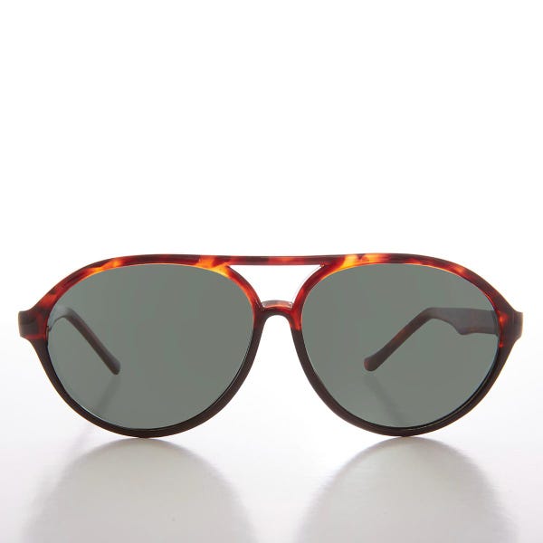 May include: Tortoiseshell aviator sunglasses with dark grey lenses.