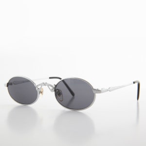 Silver Oval Victorian Style Vintage Steampunk Sunglasses - Leon
