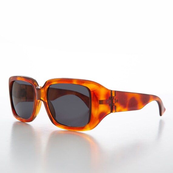 Large Rectangular Mod Bold Vintage Sunglasses - T… - image 2