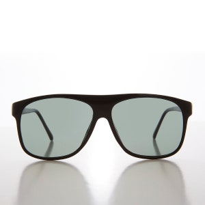 Große schwarze quadratische Aviator Vintage Sonnenbrille mit Glaslinse / RX optischer Qualitätsrahmen - Conrad