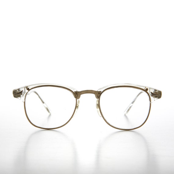 Clear Hipster Brownline Half Frame Eyeglasses - Sa