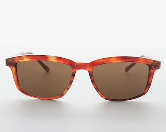 Classic Rectangular Thick Brow Horn Rim Vintage Sunglasses - Godard