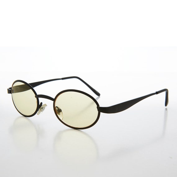 Oval Tinted Lens Black Frame 90s Vintage Sunglasses Far Out -  Israel