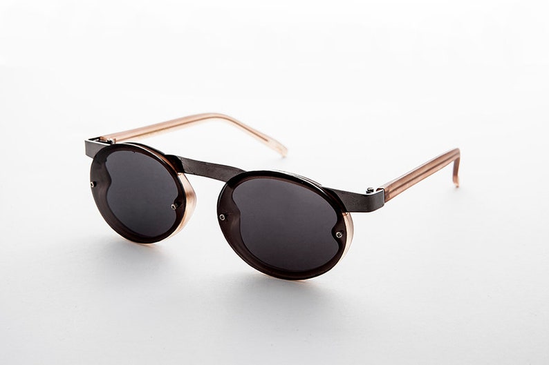 Oswald 90s Oval Goth Steampunk Sunglass with Floating Browline