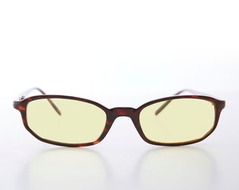 Small Tortoiseshell Rectangle Tinted Lens Vintage Sunglasses - Bard 1