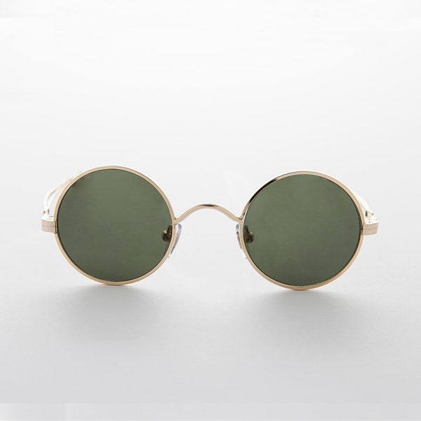 Round Circle Teashades Sunglass Vintage with Adjustable Sliding Temples Gold or Silver Frame- Swazi