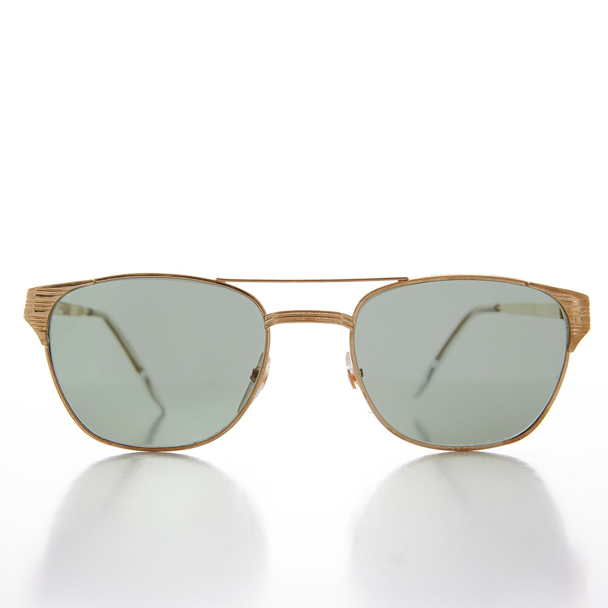 Sunglass Museum Vintage Aviator Sunglass with Cable Temples and Glass Lens - Wolfman - 58mm / Gold Frame / Black Temples