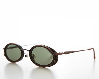 Black Oval 90s Combination Frame Vintage Sunglasses - Dorian